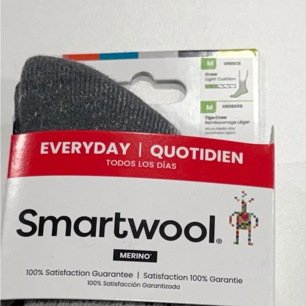 Smartwool Men's Large Everyday Horns Clash Crew Socks NWT Grey Blue Support
